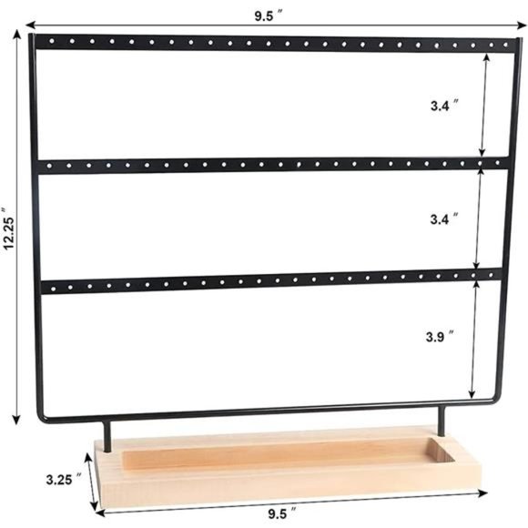 Earring Organizer 3-Tier 75 Holes Jewelry Organizer Display Stand,Metal Holder - Picture 4 of 6
